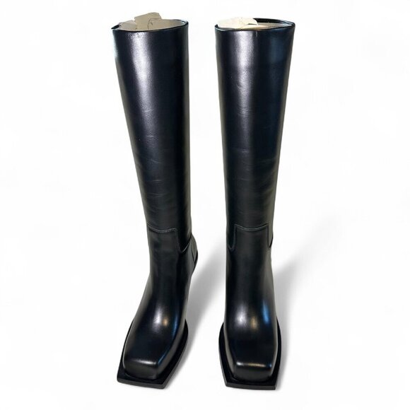 Gia Borghini Ginevra Blondine Texan Leather Knee High Black Boot EU 38 NIB - Picture 4 of 16